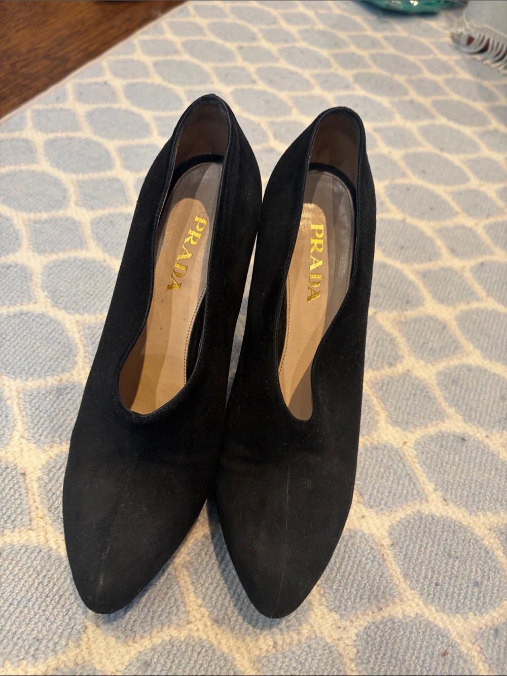 Prada Black Suede Pointed-Toe Pumps